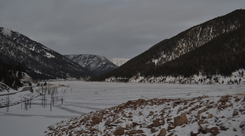 montana lake snow